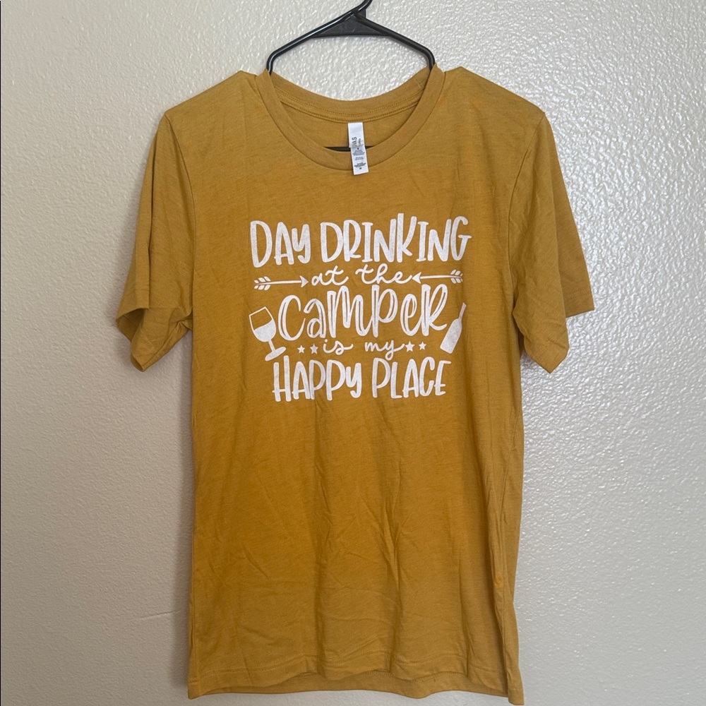 Bella Canvas Gold Graphic T-Shirt - Day Drinking at the Camper New without tags